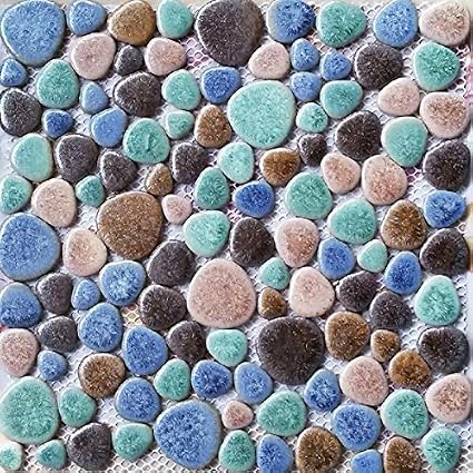 Tst Porcelain Tile Ciottoli Opaco Verde Blu Fambe A Forma Di