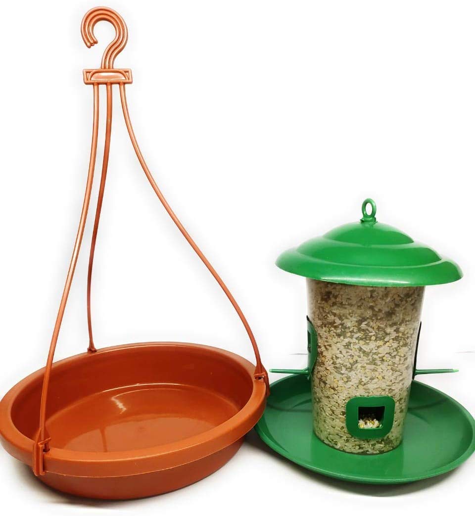 Bird Food Feeder And Water Feeder Set With Hanging Hook For Love