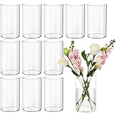Devilfire 12Pcs Glass Cylinder vases for Centerpieces, 6 Inches Tall Flower Vases Wedding Decorations,Bulk Cylinder Flower& Plant Vases,Hurricane Candle Holder for Table Shelf, Party.