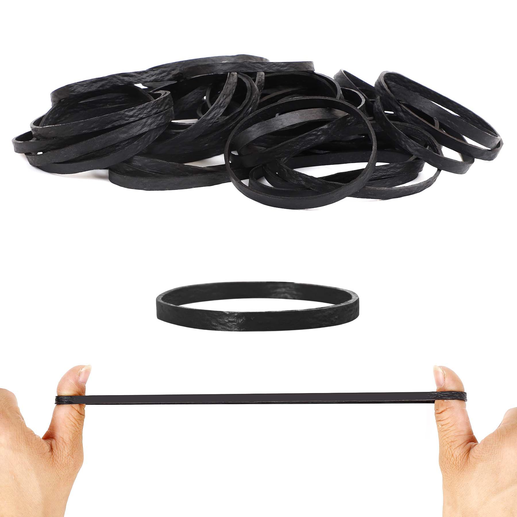 100 Pcs Large Elastic Bands 100x5mm Rubber Elastic Bands Strong Thick Elastic Rubber Bands Set for Home School Office Bank Supplies，Black