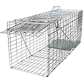 SZHLUX 32" Live Animal Cage Trap, Heavy Duty Folding Raccoon Traps, Humane Cat Trap for Stray Cats, Raccoons, Squirrel, Skunk