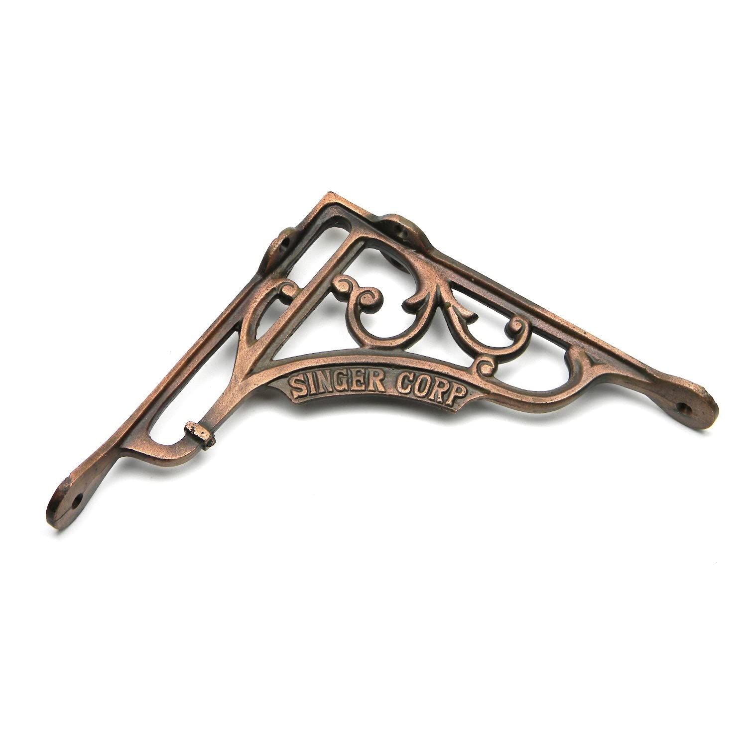 Pair of Shelf Brackets Antique Cast Iron Singer Corp with a Copper Finish - 200mm x 200mm / 7.75" x 7.75"