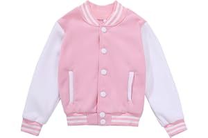 NICNZQI Kids Varsity Jacket Girls Boys Baseball Jacket Bomber Coat School Uniform with Pocket