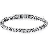 LUCKY2+7 Mens Bracelet - Stainless Steel Fold Over Clasp Franco Chain Bracelets for Men Jewelry Gifts for Dad Grandpa Husband