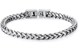 LUCKY2+7 Mens Bracelet - Stainless Steel Fold Over Clasp Franco Chain Bracelets for Men Jewelry Gifts for Dad Grandpa Husband