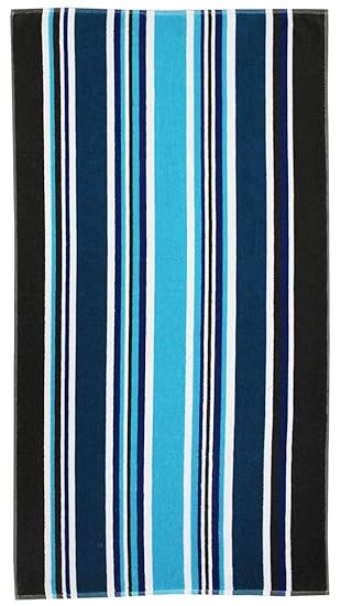 Cotton Craft 2 Pack Xl Jacquard Woven Velour Beach Towel 39x68 Inches 100 Cotton Cancun Blue Stripe 450 Gsm Each Towel Weighs 170 Lbs
