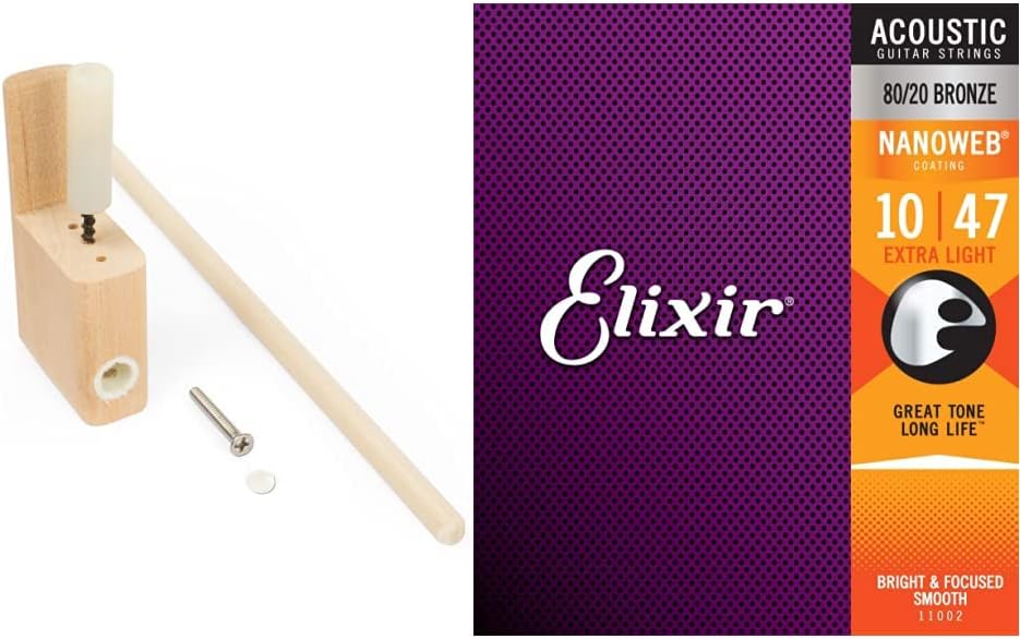 JLD Acoustic Guitar Bridge Pins (AN3694) & Elixir Strings 80/20 Bronze Acoustic Guitar Strings