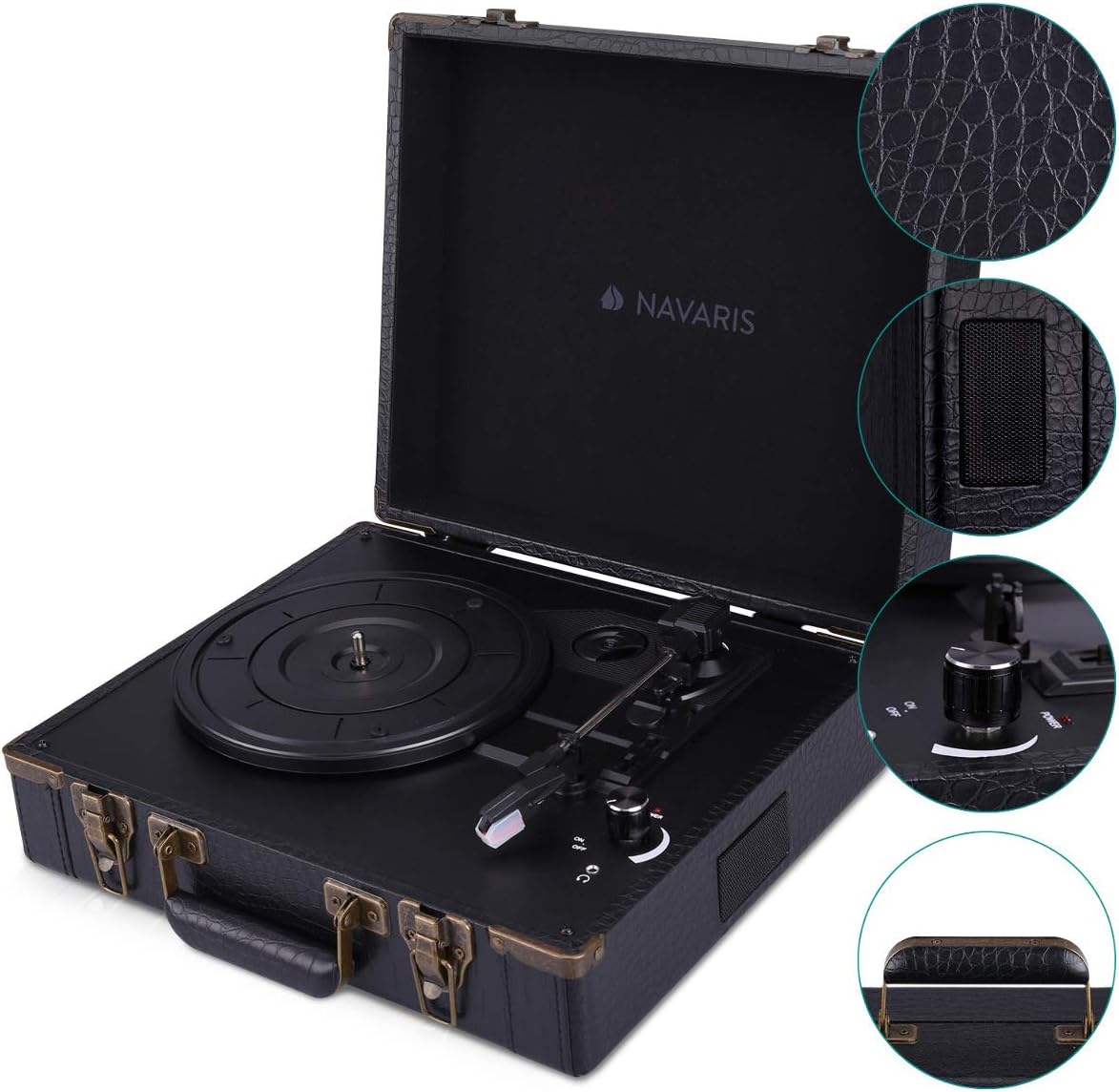 Turntable Briefcase Navaris Briefcase Record Player – Vinyl Turntable Retro Portable ...
