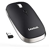 LeadsaiL Wireless Computer Mouse, 2.4G Portable Slim USB Mouse, Silent Click Laptop Mouse with 2 AAA Batteries 3 Adjustable L