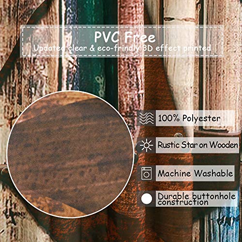 image for Uphome Rustic Barn Star Fabric Shower Curtain, Vintage Western Texas S