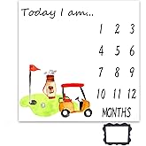 LUCKBTY Monthly Baby Milestone Blanket 40"x40" Golf Carts Photography Blanket for Babies New Moms Growing Infants Toddler Blanket BTMYLU45