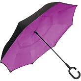 ShedRain Unbelievabrella Reverse Windproof Umbrella, Hands-Free Handle | Inverted Umbrella, Car Umbrella, 48" Arc, Double Layer Canopy, Hands-Free Design, Self-Standing