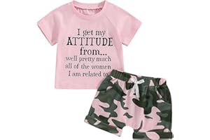 Fernvia Toddler Girls Clothes 1T 2T 3T 4T 5T Summer Outfits Baby Kids Short Sleeve T-Shirt Tops & Camouflage Shorts Sets