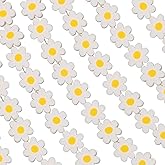 100Pcs Handmade Daisy Soft Ceramics Beads, White Daisy Flower Spacer Beads with Hole for DIY Jewelry Making - Bracelets, Necklaces, Earrings