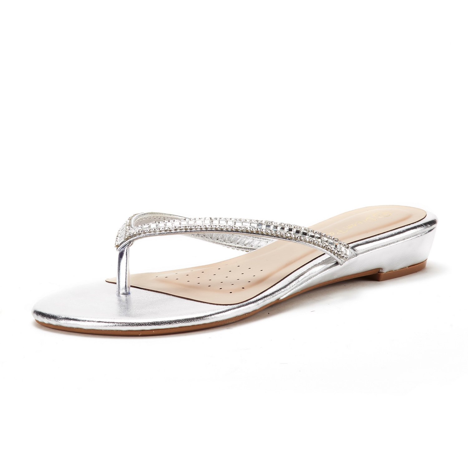 DREAM PAIRS Women's Fashion Rhinestones Design Slides Sandals
