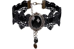 ETERNITY J. Retro Handmade Craft Lace Royal Court Vampire Choker Gothic Necklace Bracelet Black Pendant Chain