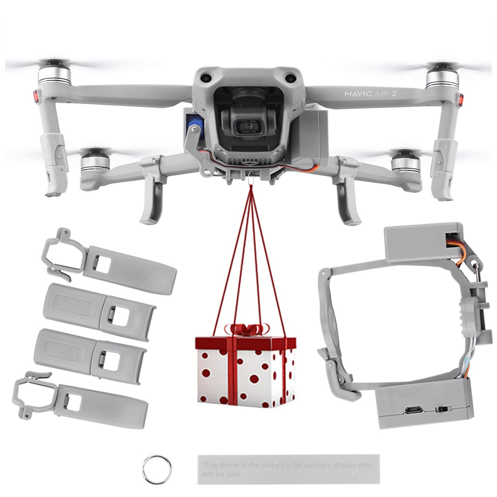 WANGCL Drone Delivery Device Air Dropping Thrower Quick Release Drop Device System Kits with Landing Gears for Fishing, Advertising, Wedding & More - Fit for DJI MAVIC AIR 2 Drone Accessories