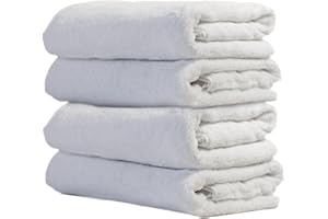 OHM Ôhm - Terry Cloth Towel Set - 4 Extra Fluffy & Soft Bath Towels - 27x54 Inch - for Home, Hotel & Spa Turkish Cotton & Oeko-TEX Certified - White