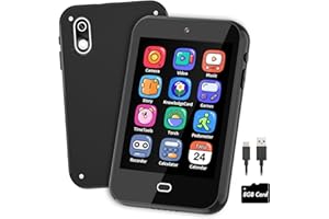 TKECWOB Kids Smart Phone Christmas Birthday Gifts for Boys Age 3-7 Kids Phone with Dual Camera Music Flashlight Alarm Pedometer Stories Sight Words Learning Toy for 3 4 5 6 Year Old Girl with 8G SD Card Black