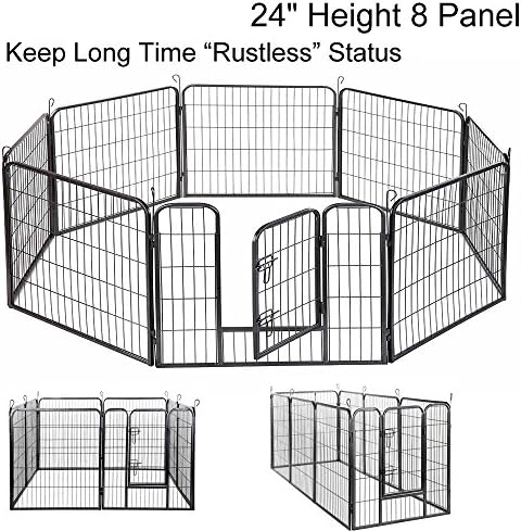 Yoshioe 24" Anti-rust 8 Panel Dog Playpen Heavy Duty Metal Pet Exercise Fence Hammigrid Diameter 73"