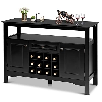 Giantex Buffet Server Cabinet with Wine Rack & Storage Drawers