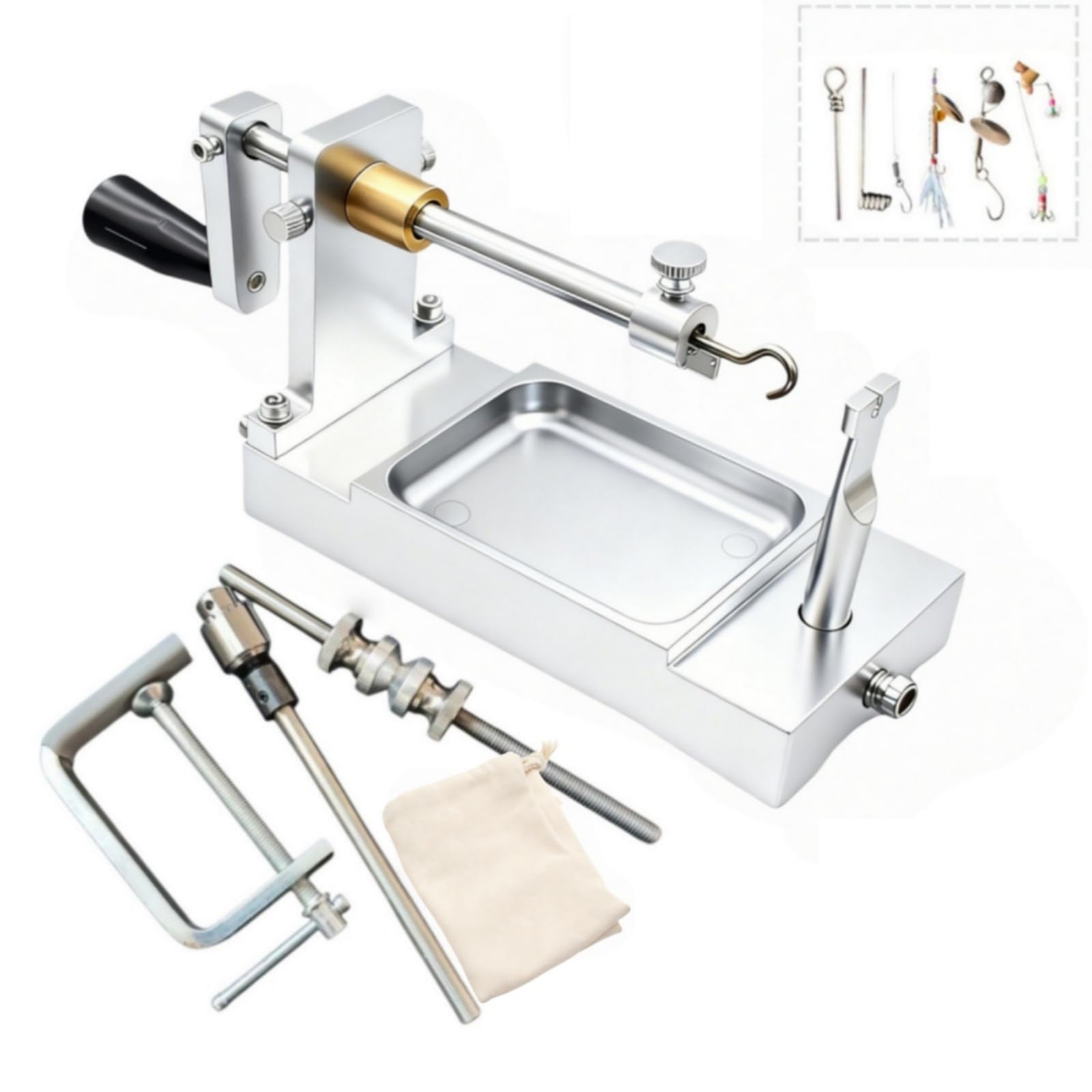 Photo 1 of QiuLovesYT Fishing Lure Wire Bender Looper Tool Kit - 3-in-1 Wire Forming & Twisting Tool with Line Spooler and Fly Tying Station for Fishermen Precision DIY Fishing Tackle (Silver)