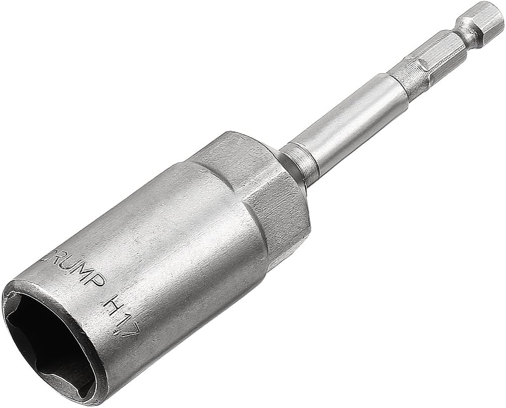 Sourcingmap 1/4" Quick-Change Hex Shank 17mm Nut Setter Driver Drill Bit, 100mm Length, Metric No-Magnetic