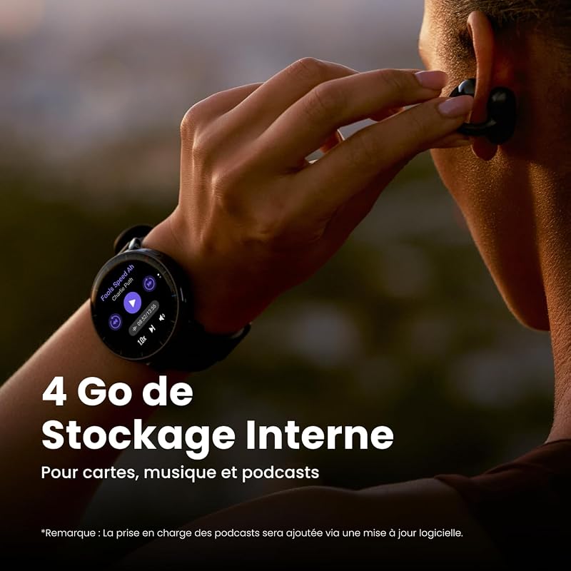 Active Max Montre Connectée 48mm, Écran AMOLED 1,5", 25 Jours d’Autonomie, 4 Go de Stockage, Cartes Hors Ligne, NFC, GPS,170+ Sports, Suivi Cardiaque et du Sommeil, pour Android et iPhone