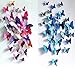 12 pcs Purple + 12 pcs Blue 3D Butterfly Stickers Random Mixed Home Decoration Removable 3D Vivid Man-Made Butterfly Art DIY Decor Wall Stickers for Wall Decor Kids Room Bedroom Living Room