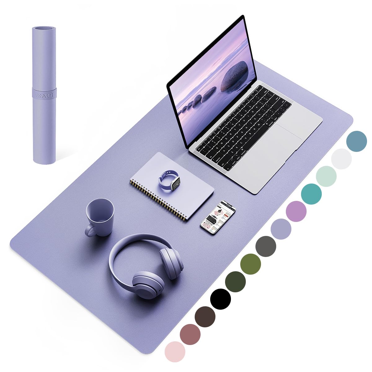 Photo 1 of YSAGi Non-Slip Leather Desk Pad, Waterproof Laptop Computer Desk Keyboard Mat, Table Protector Blotter Mat, Large Mouse Pad for Office/Work/Home/Decor(Lavender, 31.5" x 15.7")