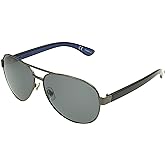Dockers Men's Bo Sunglasses Polarized Aviator, Gunmetal, 54mm