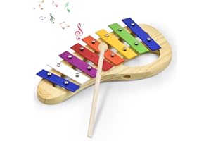 ACCKUO Wooden Xylophone for Kids Ages 3+ with Mallets, Educational Musical Instrument Toy, Durable and Safe for Toddlers, Baby Gift, (8 Colorful Notes)