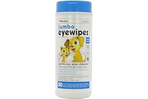 Petkin Jumbo Pet Eye Wipes, 80 Extra Moist Wipes - Gentle Eye Cleansing Wipes Remove Dirt, Discharge, & Tear Stains - Safe, Convenient, & Easy to Use Pet Wipes for Dogs, Cats, Puppies & Kittens
