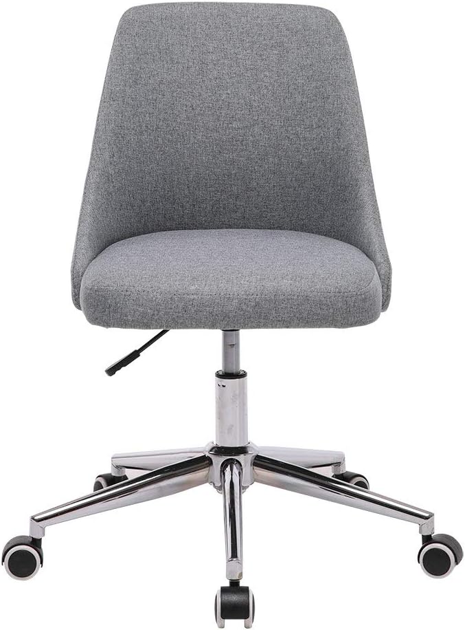 Hironpal Office Desk Chair Dining Chair Linen Fabric Grey Computer