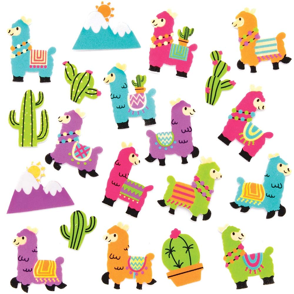 Baker Ross AT466 Lovely Llama Foam Stickers - Pack of 120, Small Stickers For Children's Art And Craft Projects
