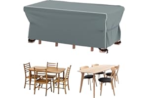 Velway Patio Furniture Set Cover - Waterproof Weatherproof Outdoor Dining Table and Chairs Furniture Set Cover with Reflective Tape Rectangular 67" L x 37" W x 27" H - Grey