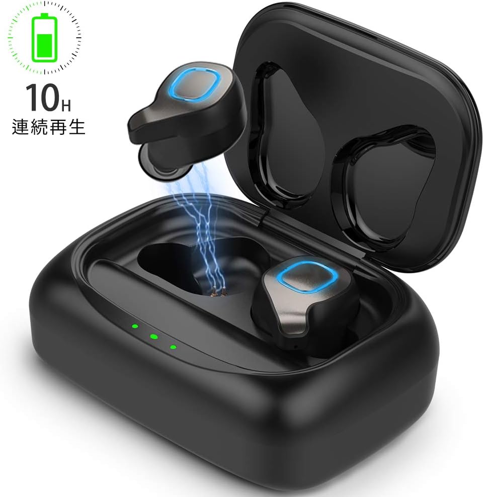 Amazon Co Jp 10h連続再生 最新技術 Bluetooth イヤホン ボタン式 ワイヤレス イヤホン Cvc8 0ノイズキャンセリング マイク付き Ipx7防水 左右分離型 自動ペアリング Siri対応 c対応 ボリューム調節可能 片耳 両耳とも対応 3500mah充電ケース