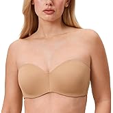 DELIMIRA Women's Strapless Bra Unlined Underwire Minimizer Plus Size Support