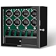 DUKWIN Watch Winder for 2/4/6/8 Automatic Watches,Lockable Watch Winders with Watch Holders and Jewelry Storages, Super Quiet Mabuchi Motor with High-Gloss Piano Lacquer Finish,Built-in Illumination