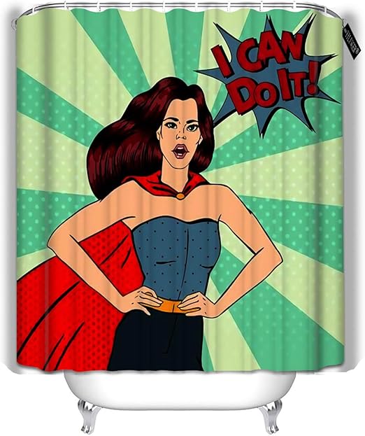 Amazon Com Yilinger Decor Bath Curtains Super Woman Female Hero Superhero Girl In Costume Pin Up Comic Style Pop Art I Bathroom Decoration Shower Curtain 60 X72 Home Kitchen