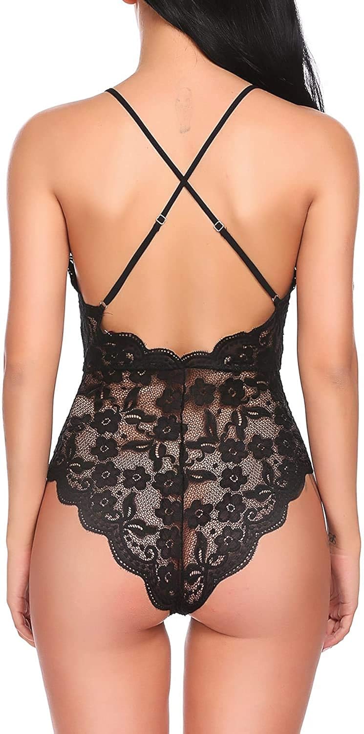 Avidlove Women Teddy Lingerie One Piece Babydoll Mini Bodysuit: Clothing