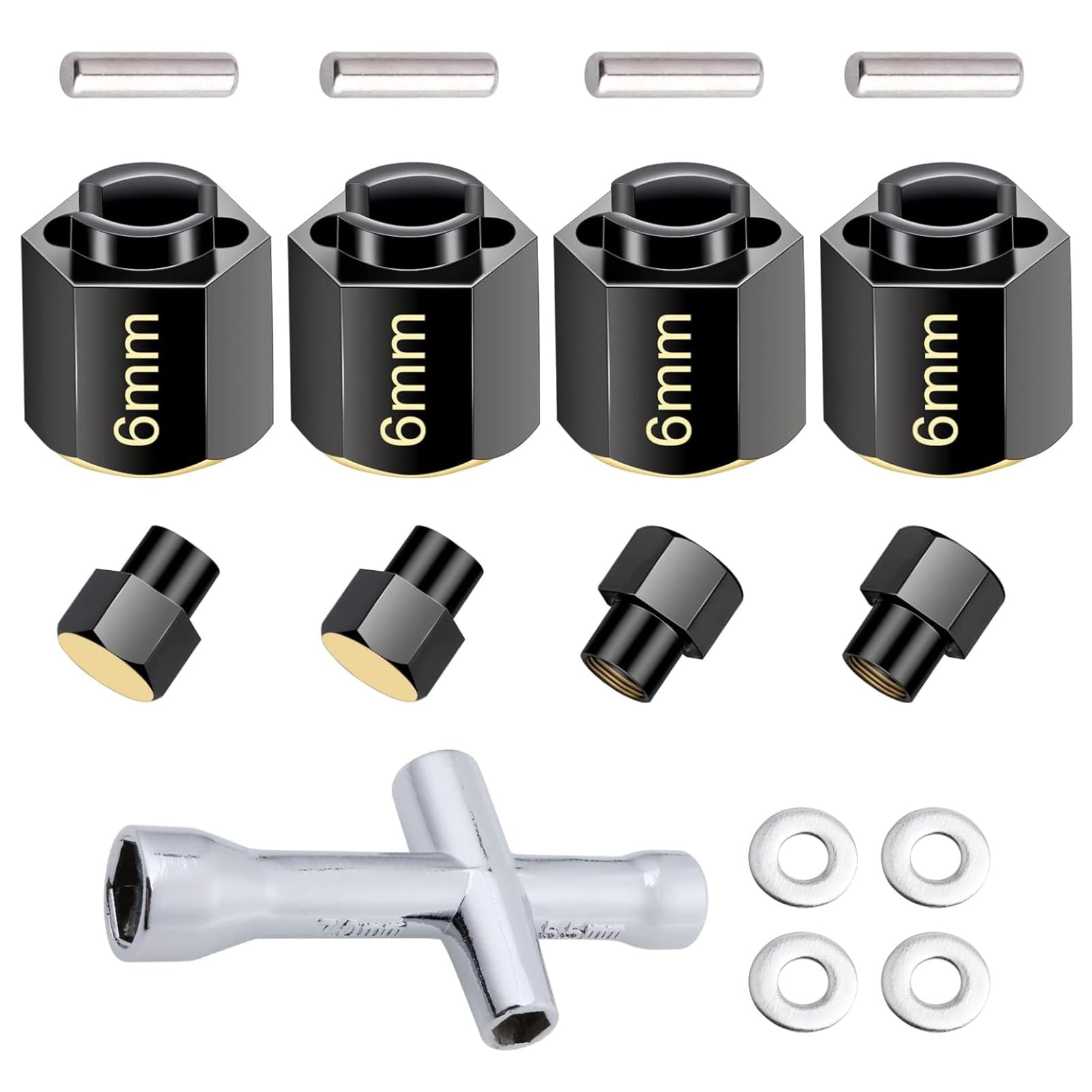 Photo 1 of HobbyPark Brass Hex Extension for TRX4M Upgrades Parts Extended Wheel Hex Hubs Extenders Offset Spacers 1/18 RC Crawler Replacement of 9750 (6mm)