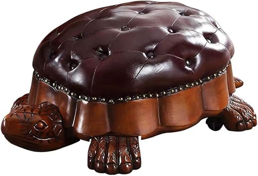 Amazon Com Footstool Ottoman Pouffe Shoe Bench Lucky Turtle Stool All Solid Wood High Grade Change Shoes Low Stool European Style Living Room Genuine Leather Coffee Table Stool Sofa Step Stool Zhaofenge Furniture