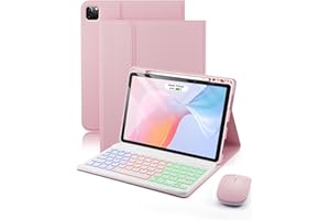 TUNKARMOR for iPad Air 13-inch (M3/M2) & iPad Pro 12.9-inch (6th/5th/4th/3rd Gen) Case with Keyboard - Rainbow Backlit Keyboa