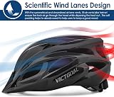 Victgoal Adults Bike Helmet with Magnetic Goggles Visor LED Rear Light Black-V view 4
