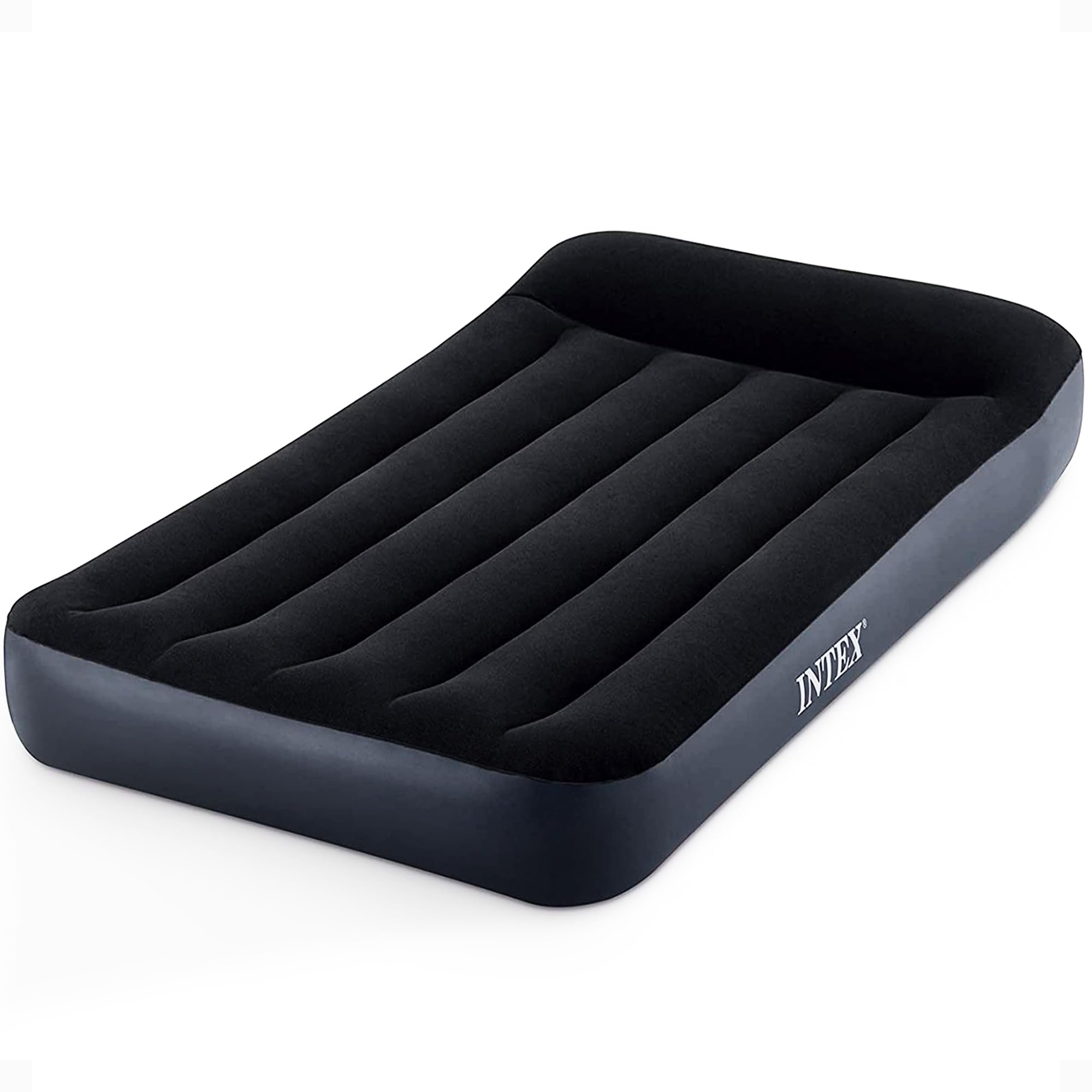 Photo 1 of Intex Dura-Beam Standard Pillow Top Airbed Comfortable Blow Up Portable Air Mattress with Built-in Electric Pump and Carrying Bag, Twin Size, Blue
