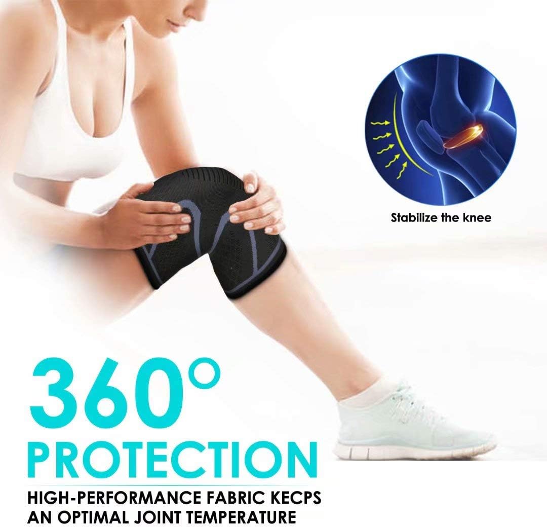CRAZY STONE 2 Pack Knee Compression Sleeve- Best Knee Brace for Men & Women- Joint Pain Relief, Injury Recovery - Knee Support for ACL, Meniscus Tear, Running, Basketball, Football, Yoga, Gym, Sports: Industrial & Scientific