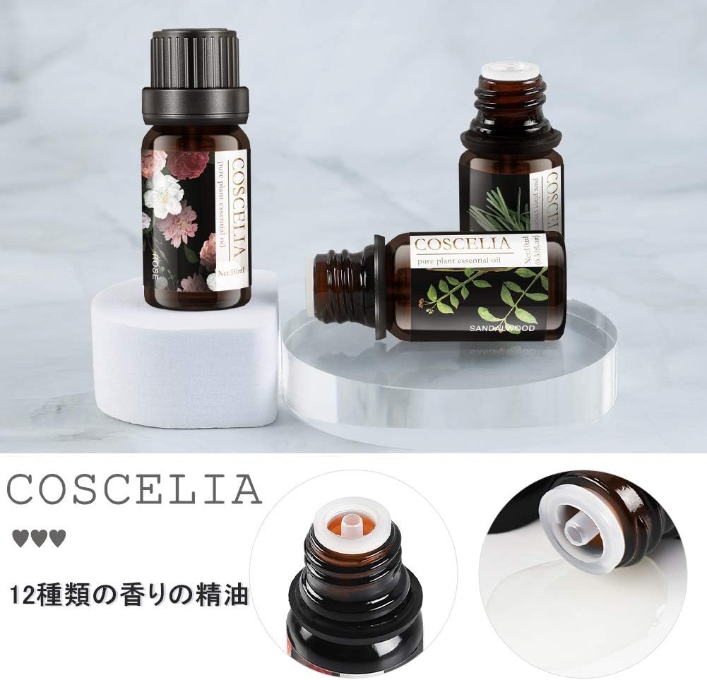 Amazon アロマオイル１２本セット 10ml 12精油 エッセンシャルオイル ボディケア 加湿器用 12種匂い お風呂 空間消臭 Unique Mall アロマオイル
