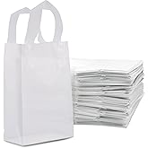 Prime Line Packaging Clear Gift Bags, Frosted Plastic Tote Bags with Handles for Small Business, Shopping, Boutiques, Retail Store Use, Merchandize, Bulk, 6x3x9, 100 Pack