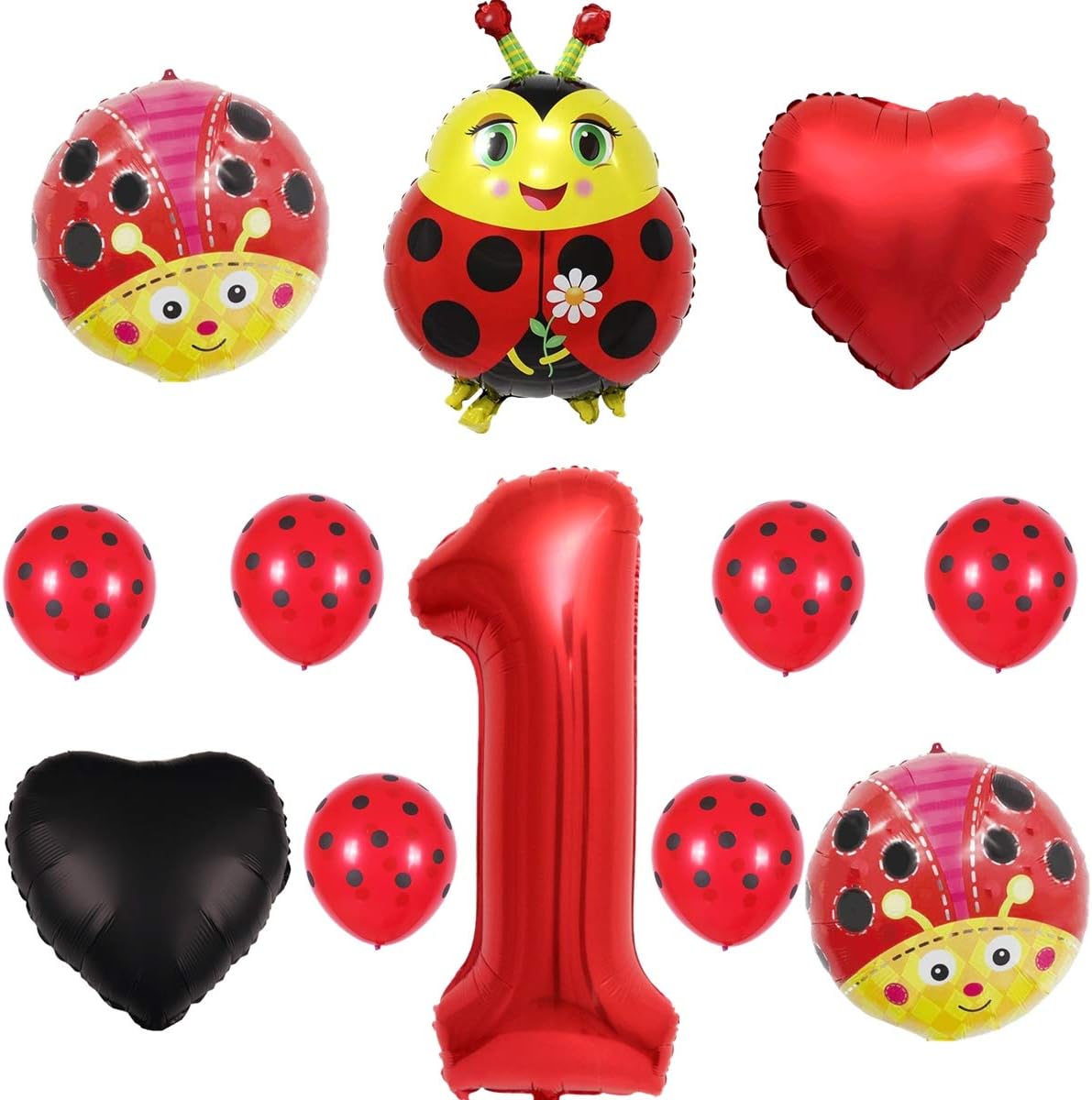 Amazon Com Ladybug Red Black 12pcs Balloon Pack For 1st Birthday